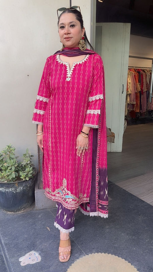 Aroma Pink purple Cotton Designer Suit