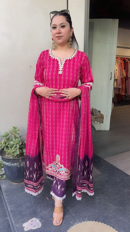 Aroma Pink purple Cotton Designer Suit