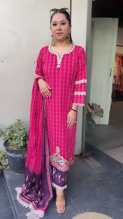 Aroma Pink purple Cotton Designer Suit