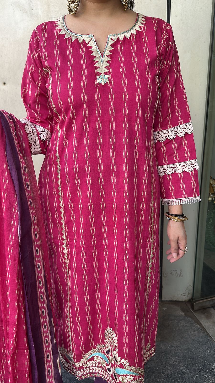 Aroma Pink purple Cotton Designer Suit
