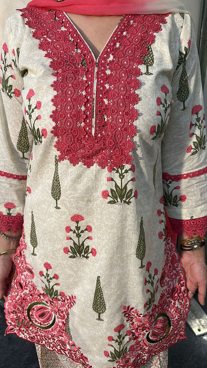 Ginger pink Ivory Farshi Salwar Cotton Designer Suit