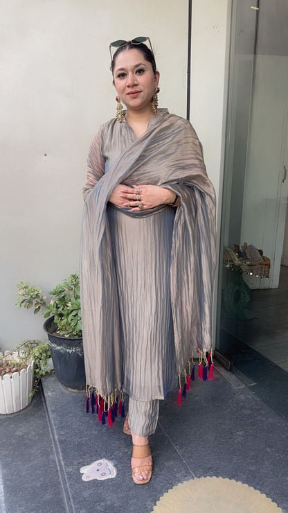 Dooby Shimmer Tassel Dupatta Designer Suit