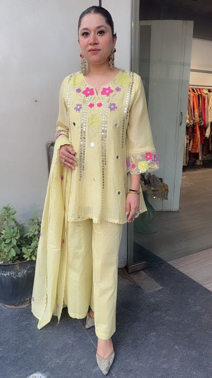 Emily lemon peplum Designer Suit