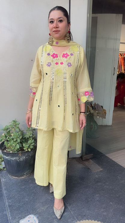 Emily lemon peplum Designer Suit