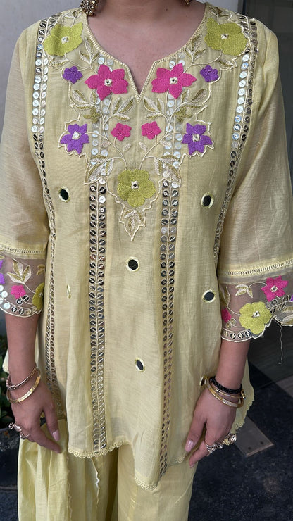 Emily lemon peplum Designer Suit