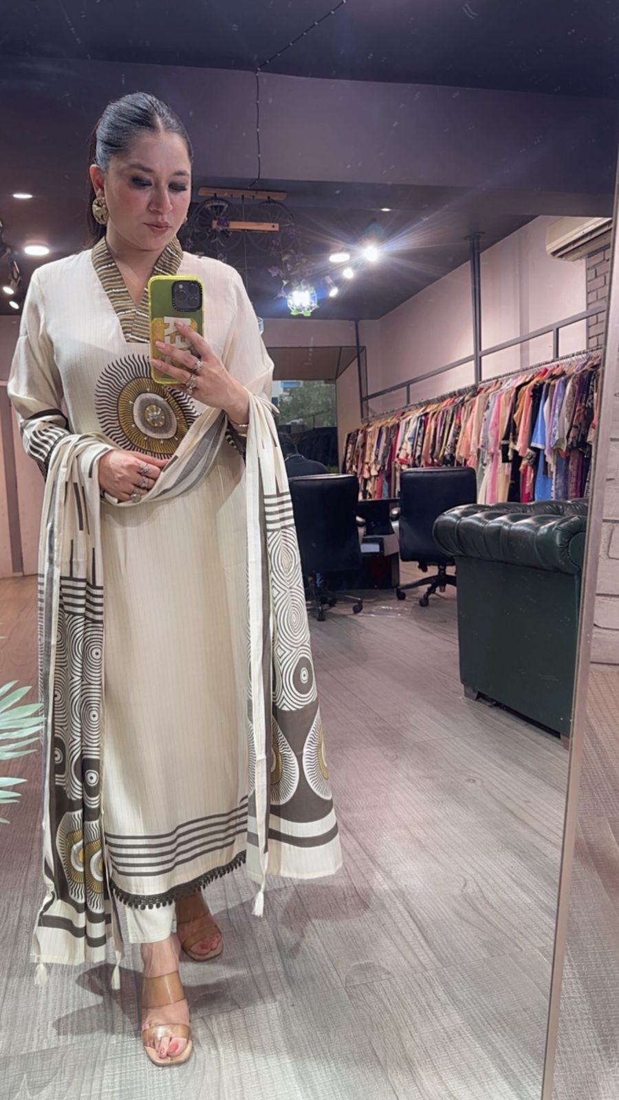 Pyaz ivory Cotton mul mul Designer Suit