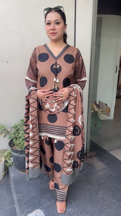 Kulfi Brown polka Digital Farshi salwar Designer Suit