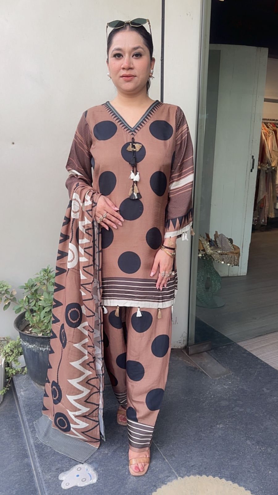 Kulfi Brown polka Digital Farshi salwar Designer Suit