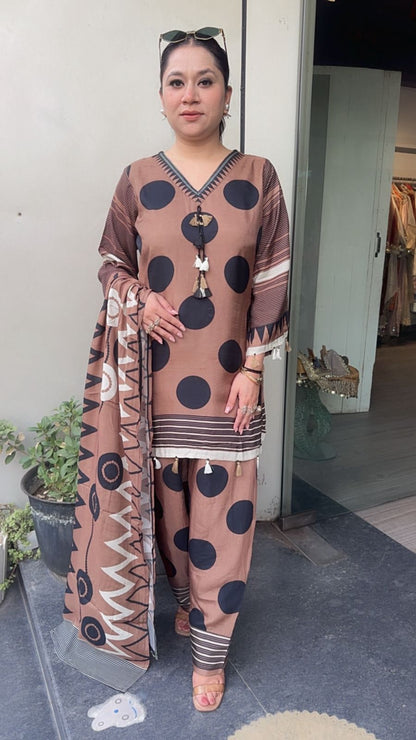 Kulfi Brown polka Digital Farshi salwar Designer Suit