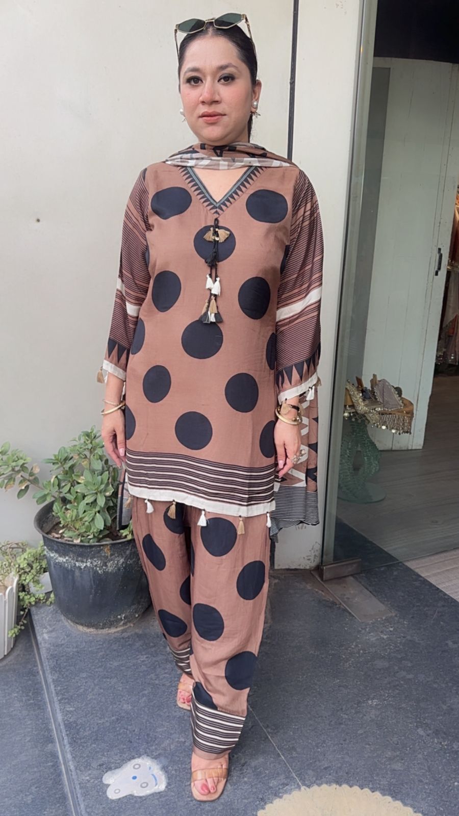 Kulfi Brown polka Digital Farshi salwar Designer Suit