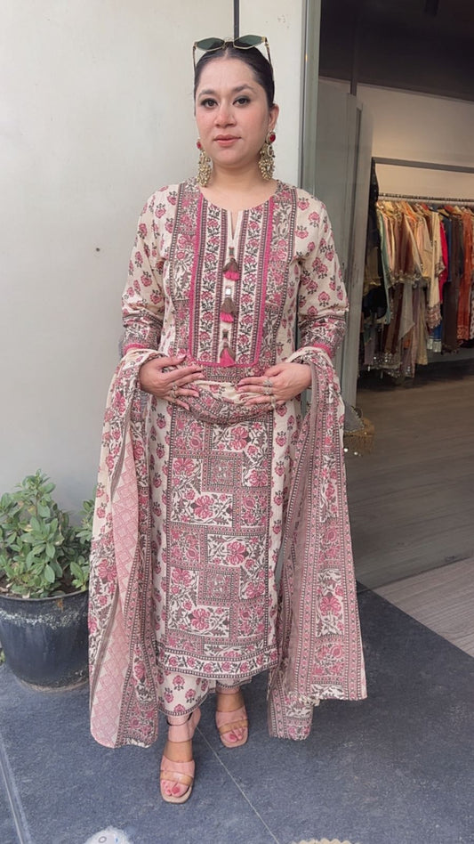 Zaria Digital Print Cotton Designer Suit