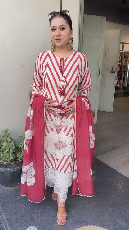 Soya Rust Zigzag Cotton Designer Suit