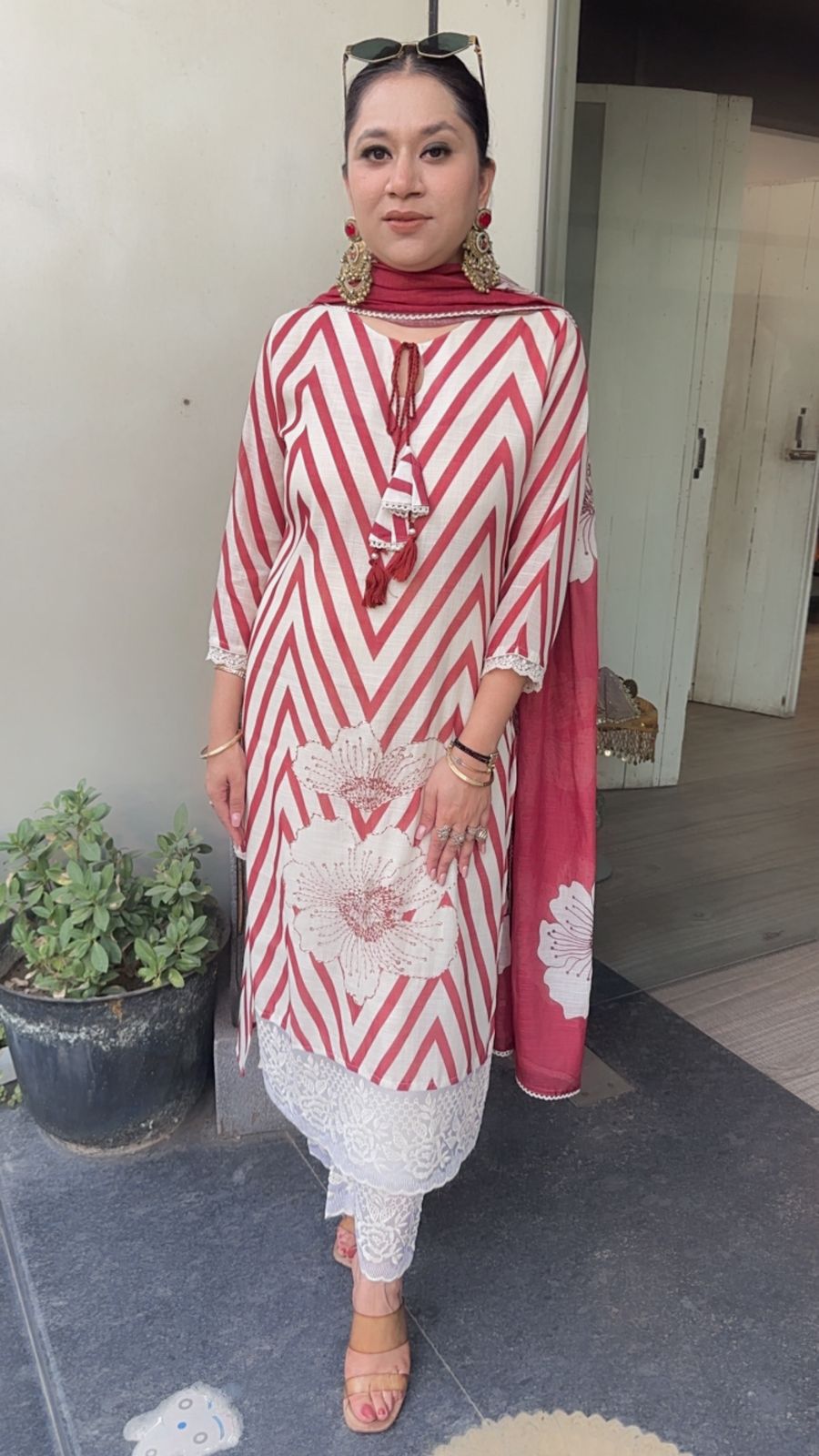 Soya Rust Zigzag Cotton Designer Suit