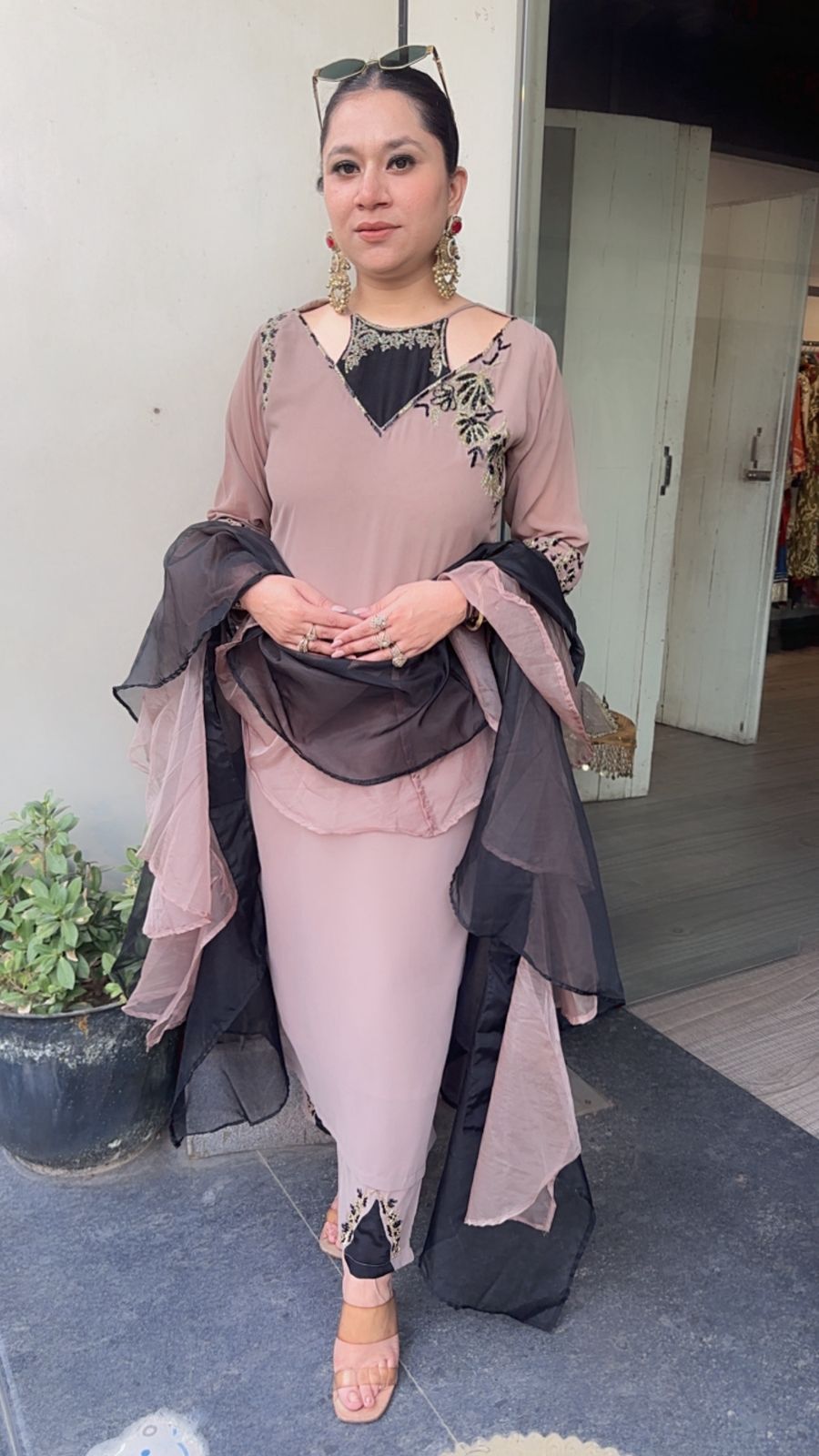 Beige Black Hit Designer Suit
