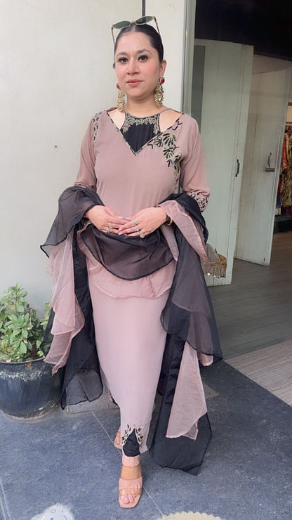 Beige Black Hit Designer Suit