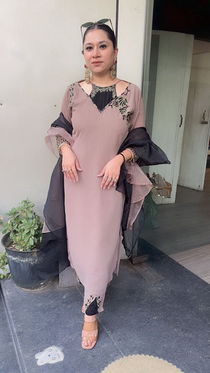 Beige Black Hit Designer Suit