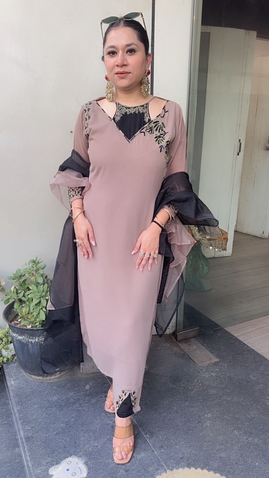 Beige Black Hit Designer Suit