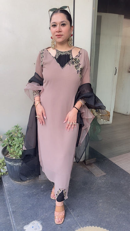 Beige Black Hit Designer Suit