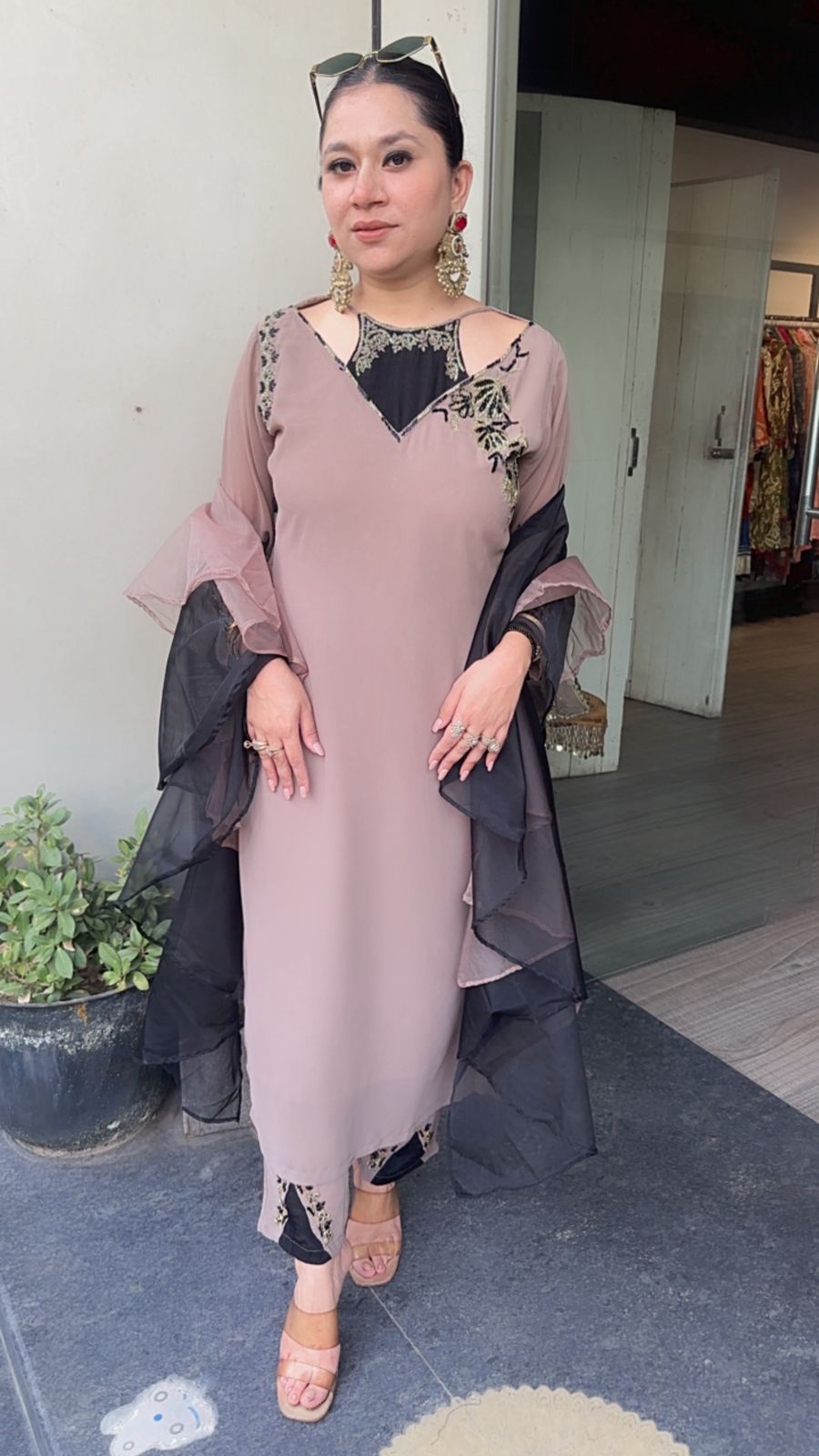 Beige Black Hit Designer Suit