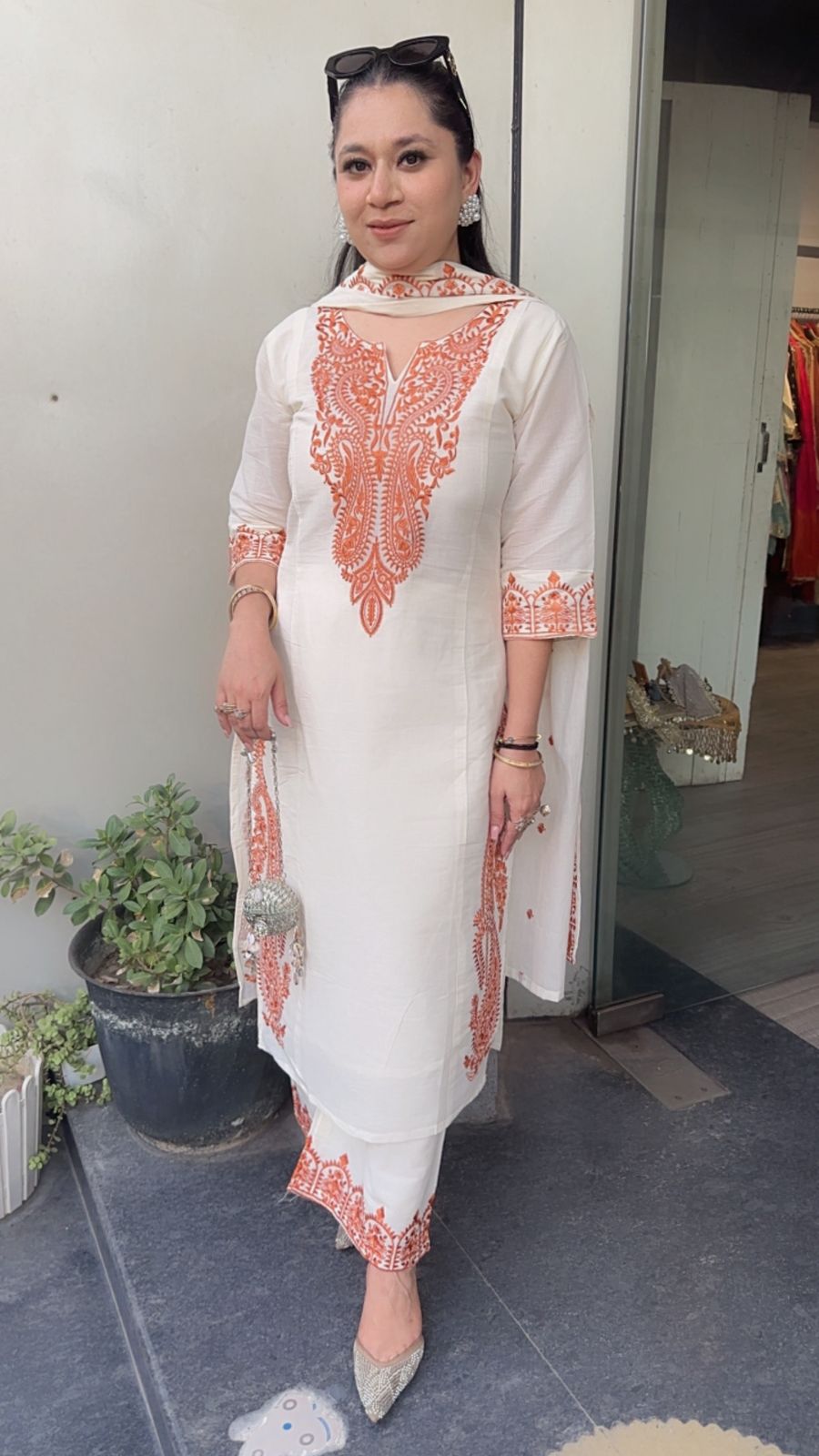 Latte Rust Ivory cotton Designer Suit