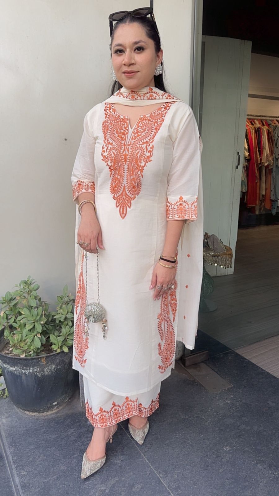 Latte Rust Ivory cotton Designer Suit