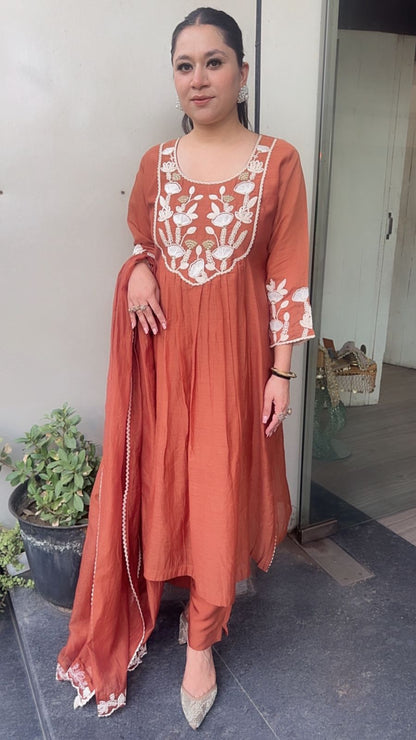 Adore Rust A-line Designer Suit