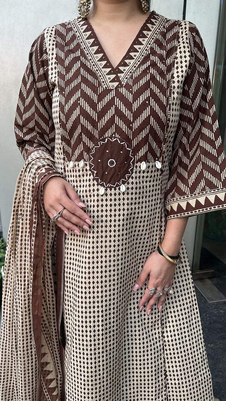 Bannhi Brown Digital Cotton Designer Suit