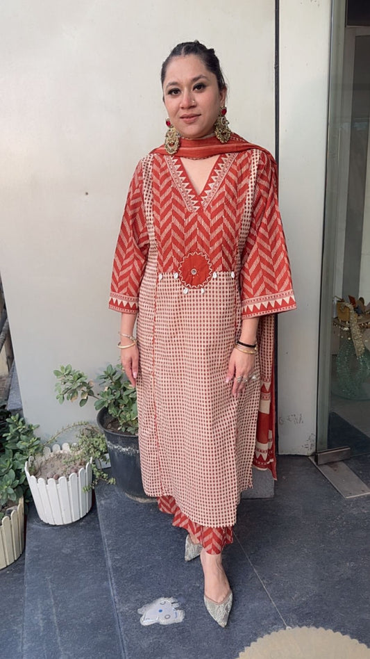 Bannhi Rust Digital Cotton Designer Suit