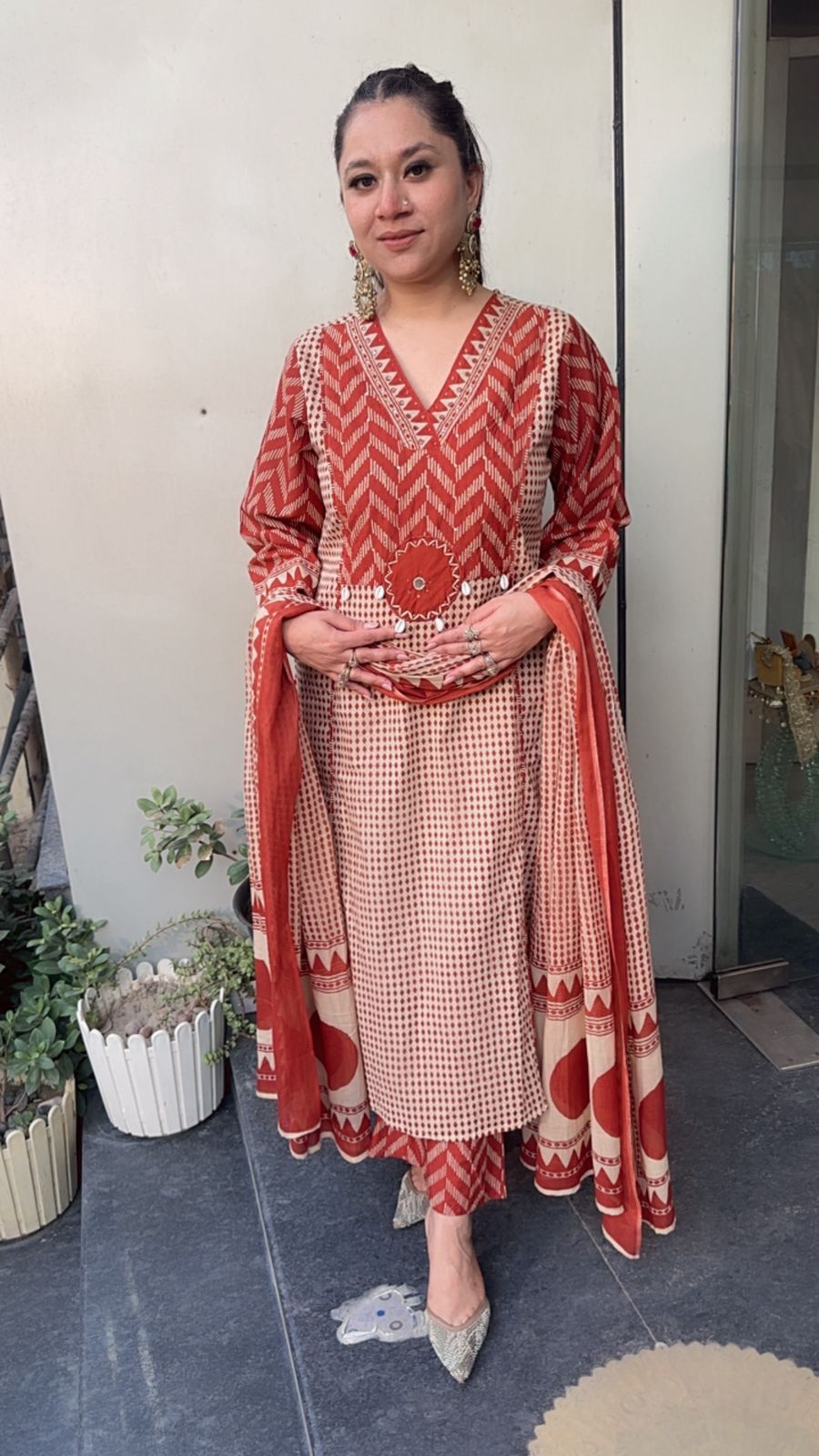 Bannhi Rust Digital Cotton Designer Suit