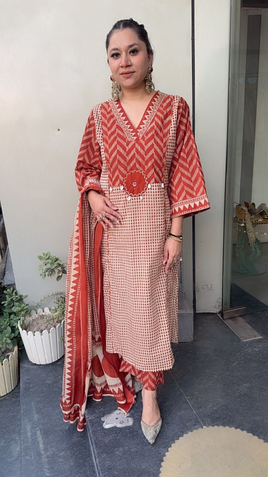 Bannhi Rust Digital Cotton Designer Suit