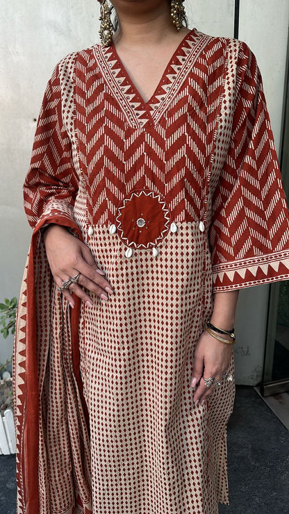 Bannhi Rust Digital Cotton Designer Suit