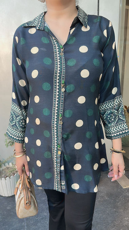 Percy Bottel Green Digital print Shirt