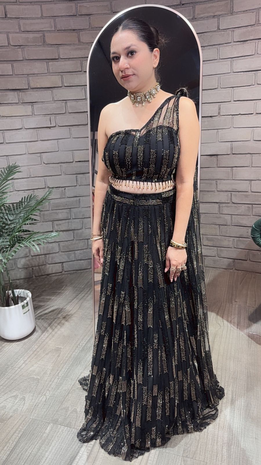 Ebony Black Katdana Designer Lengha