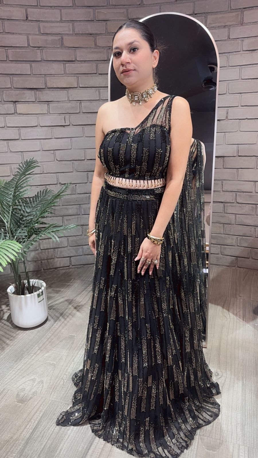 Ebony Black Katdana Designer Lengha