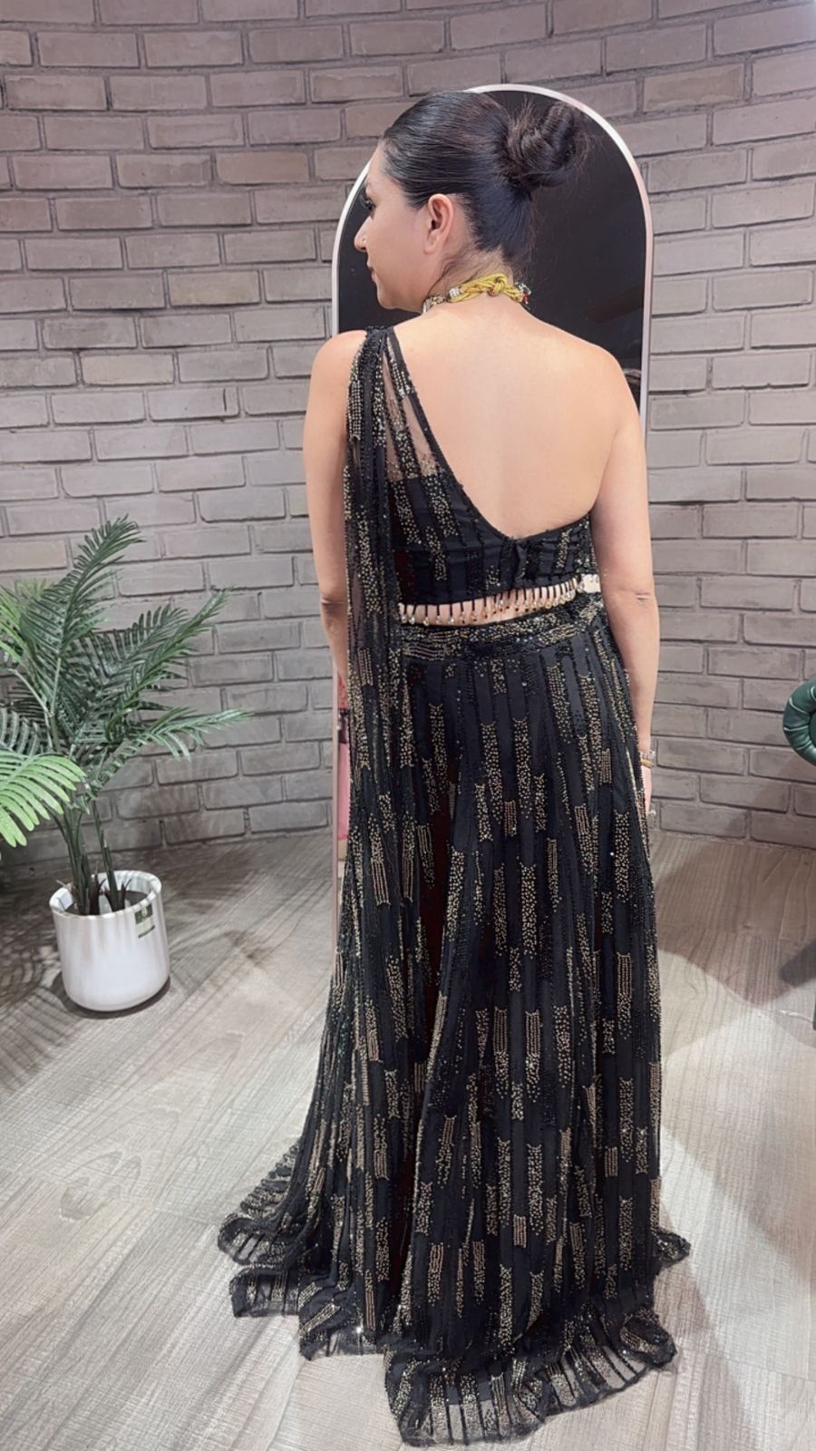 Ebony Black Katdana Designer Lengha