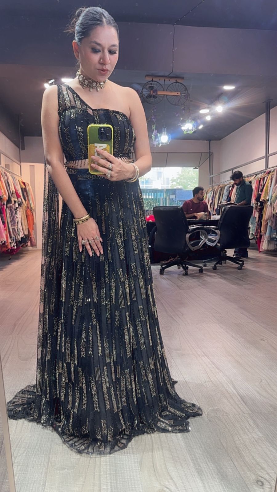 Ebony Black Katdana Designer Lengha