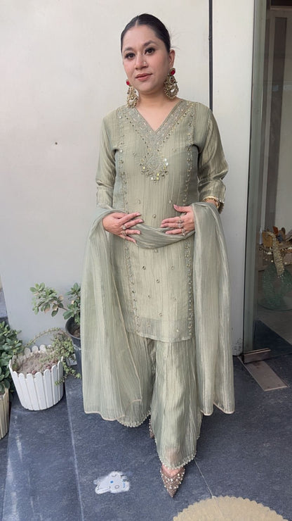 Chanchal pista Cotton Shimmer Designer Suit