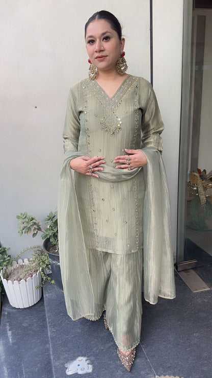 Chanchal pista Cotton Shimmer Designer Suit