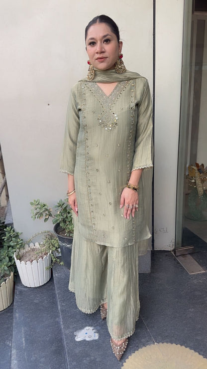Chanchal pista Cotton Shimmer Designer Suit