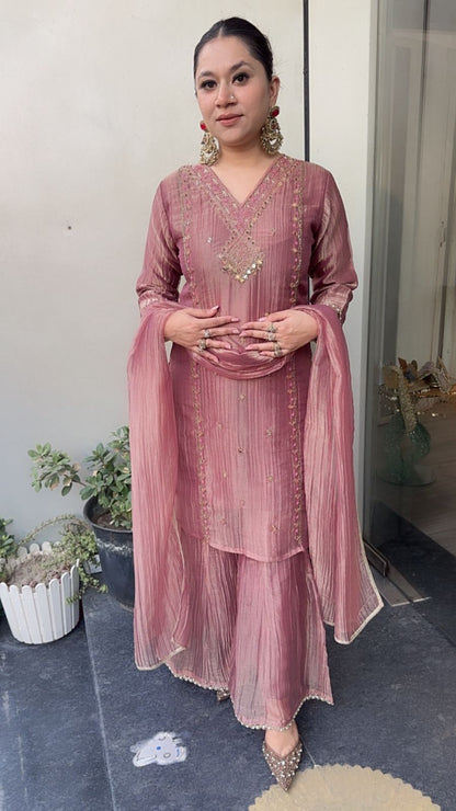 Chanchal pink Cotton Shimmer Designer Suit