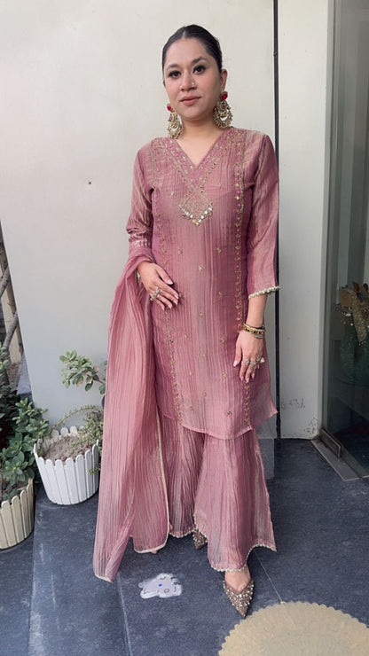 Chanchal pink Cotton Shimmer Designer Suit