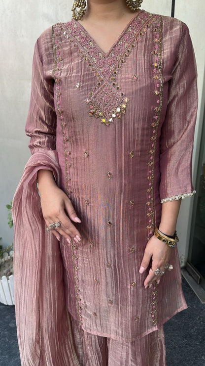 Chanchal pink Cotton Shimmer Designer Suit