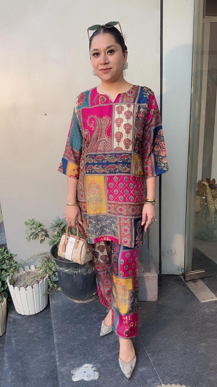 Patang Multicolor Ajrakh print Cordset