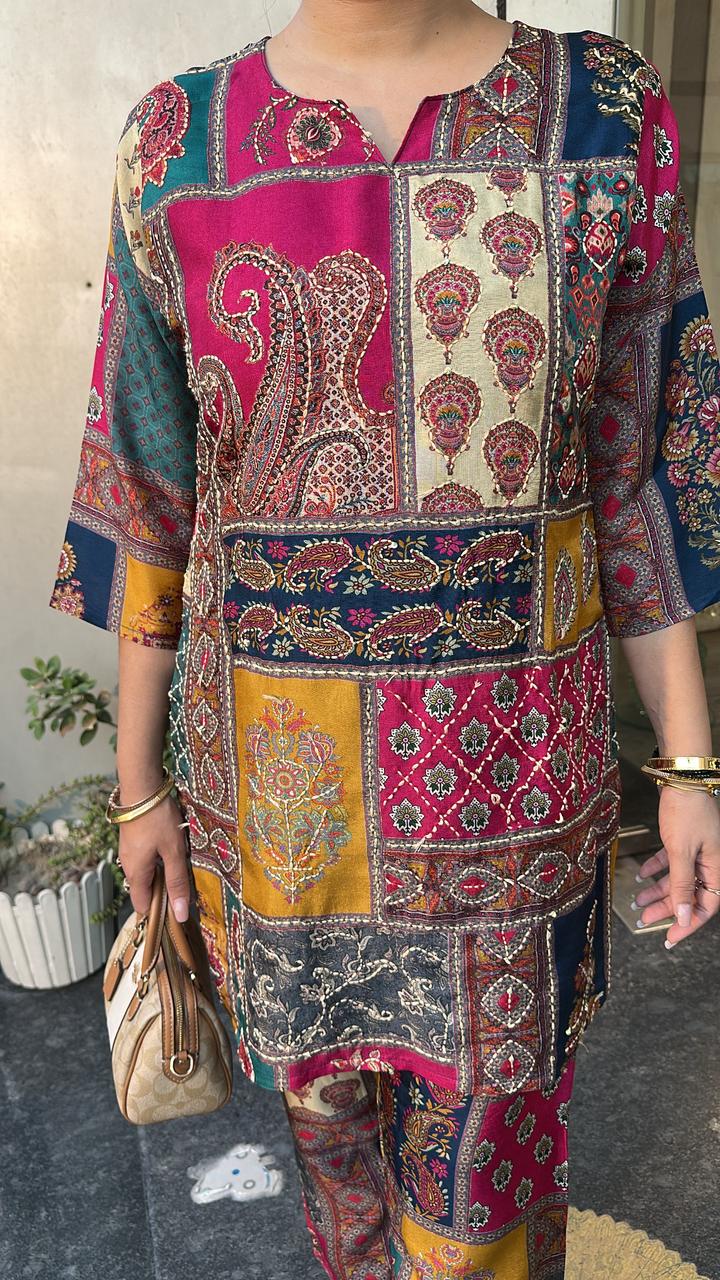 Patang Multicolor Ajrakh print Cordset