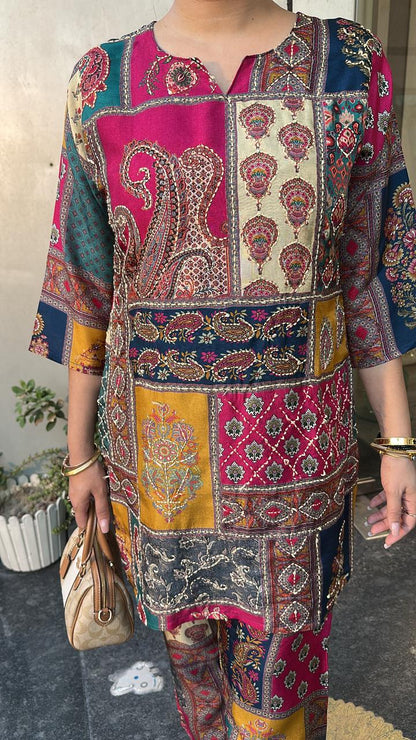 Patang Multicolor Ajrakh print Cordset