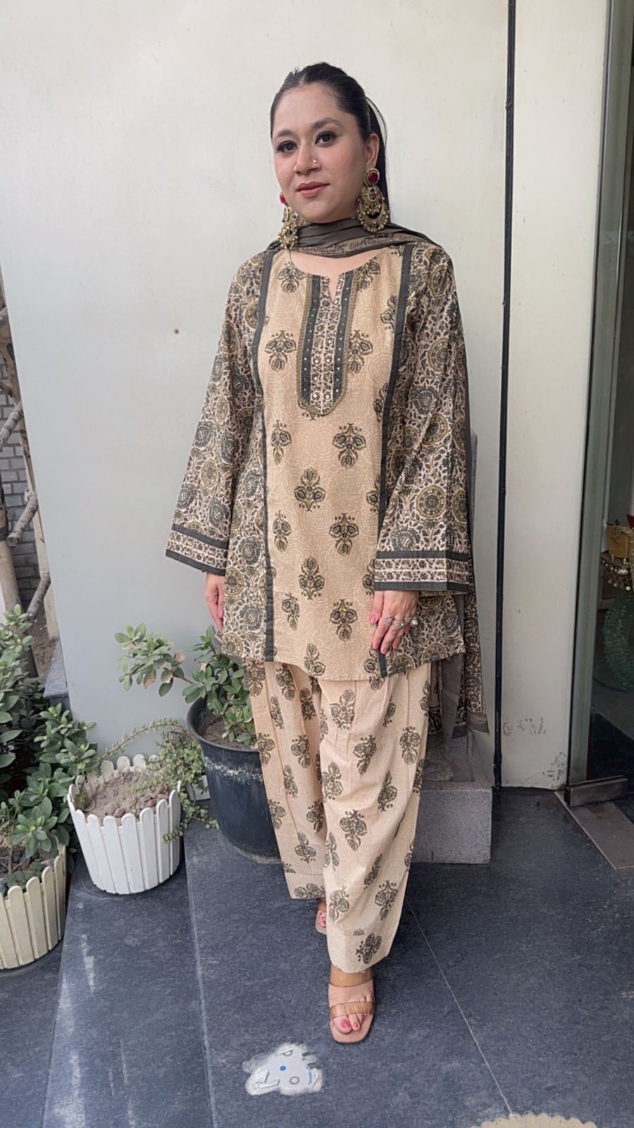Devdas Beige Digital Farshi salwar Designer Suit