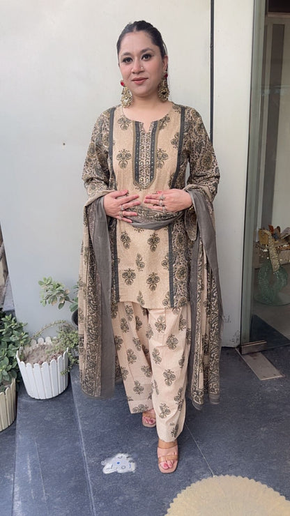 Devdas Beige Digital Farshi salwar Designer Suit