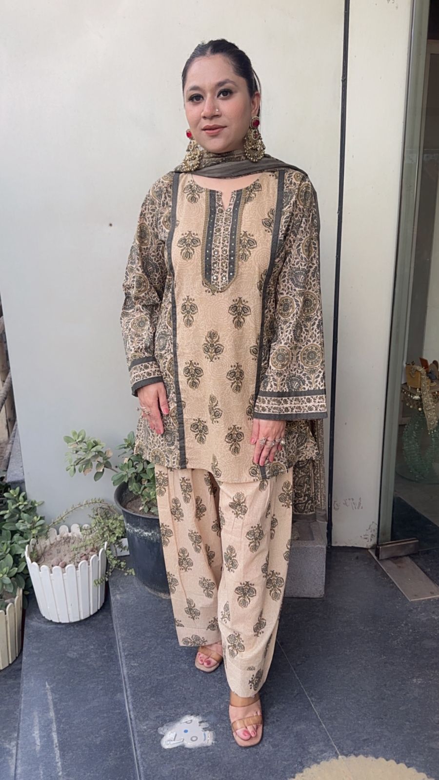 Devdas Beige Digital Farshi salwar Designer Suit
