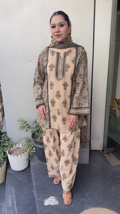 Devdas Beige Digital Farshi salwar Designer Suit