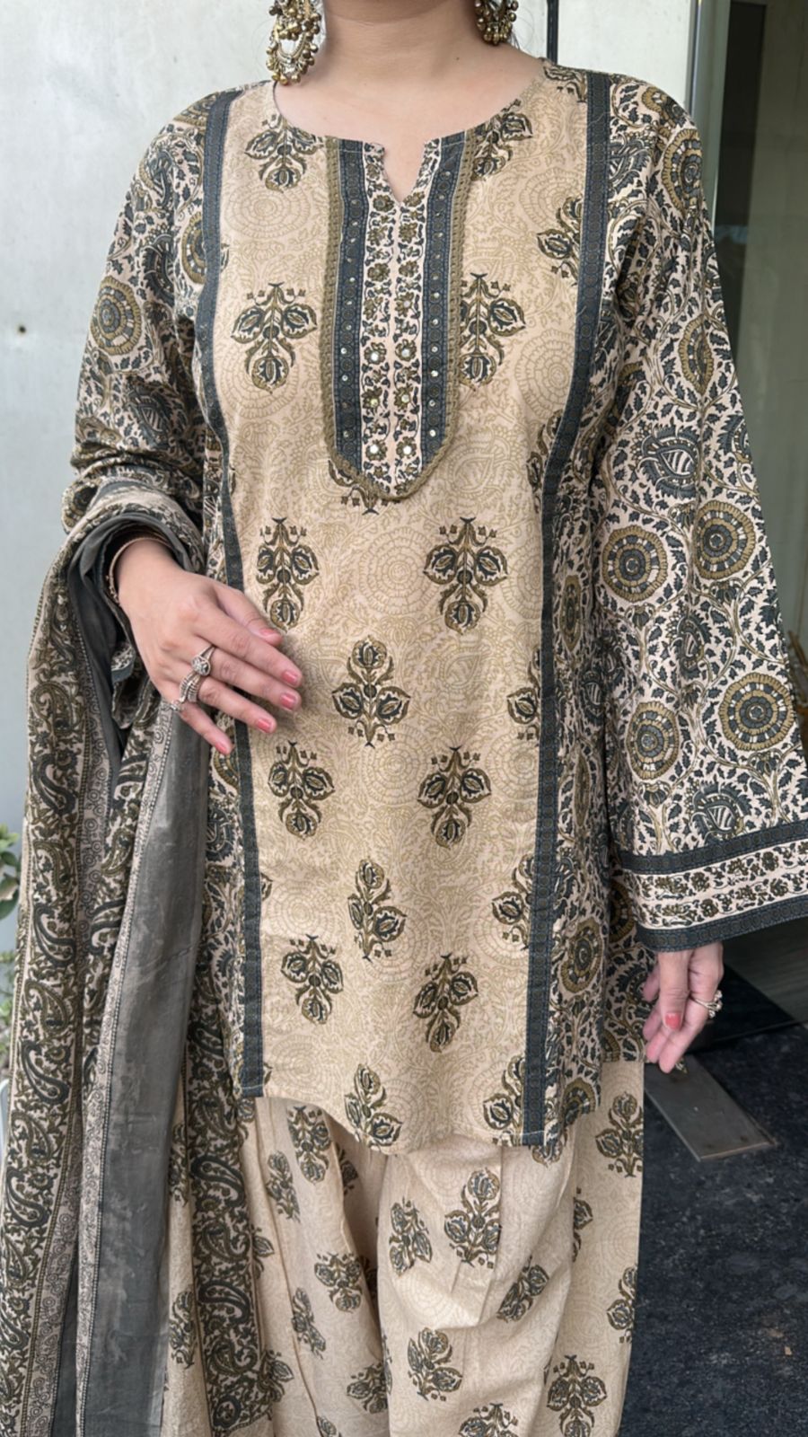 Devdas Beige Digital Farshi salwar Designer Suit
